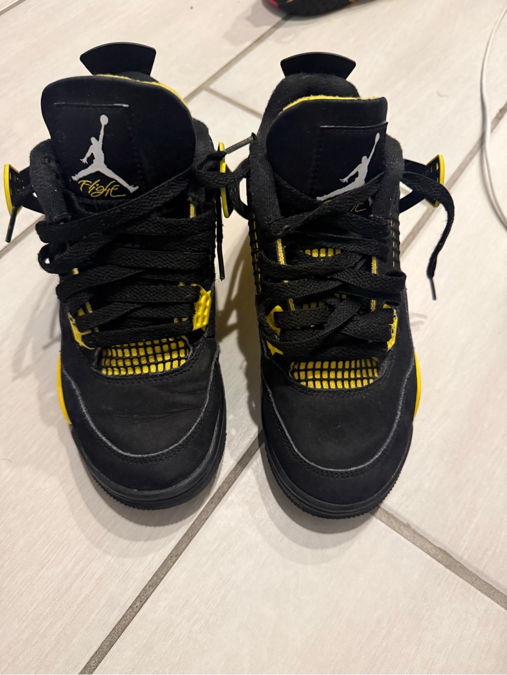 Jordan Kids Black and Yellow Retro Flight Sneakers
